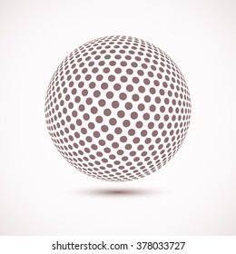 Abstract dotted vector background. Halftone effect. 3d sphere