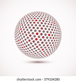 Abstract dotted vector background. Halftone effect. 3d sphere