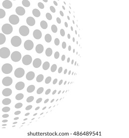 Abstract dotted vector background. Halftone effect dots pattern. 3d sphere by dots pattern