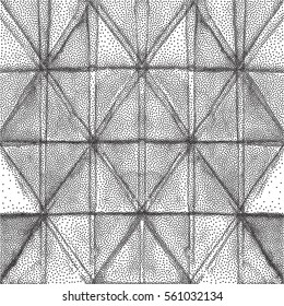 Abstract dotted vector texture. Grunge background with rhombuses and triangles. Element for design.