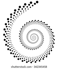 Abstract dotted volute, snail element on white. Vector art.