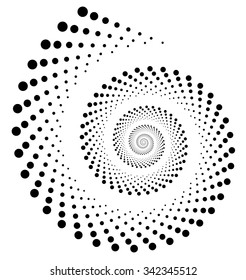 Abstract dotted volute, snail element on white. Vector art.