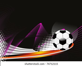 abstract dotted wave background with isolated football, vector illustration