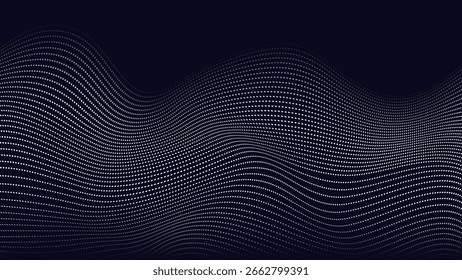 Paisaje Abstractas de semitono de onda punteada: Vector dinámico de flujo de partículas