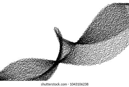 Abstract dotted wave lines - black and white - vector pattern