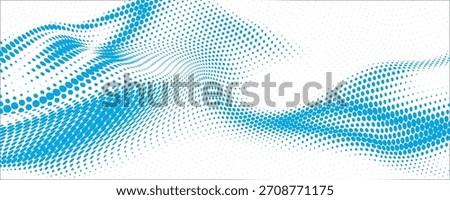 Abstract dotted wave pattern .  Blue dotted wave abstract design on white background, symbolizing digital flow, technology, connection, and modern graphic style for creative projects.
