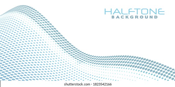 Abstract dotted wavy surface with halftone effect. Vector graphics pattern