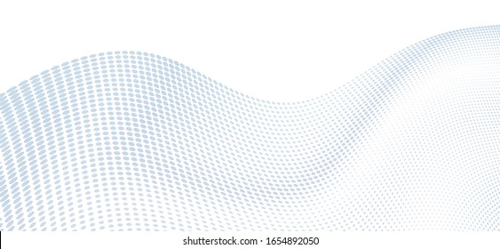 Abstract dotted wavy surface on white background. Simple vector graphics