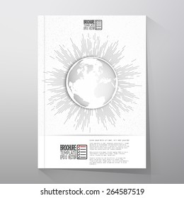 Abstract dotted world globe with vintage style star burst, retro vector design. Brochure, flyer or report for business, template vector.