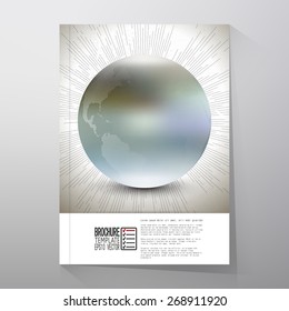 Abstract dotted world globe with vintage style star burst, retro vector design. Brochure, flyer or report for business, template vector.