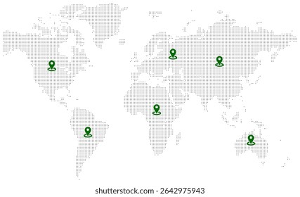 Resumo conceito de mapa do mundo pontilhado para exploração da Terra com forma de localização de continente