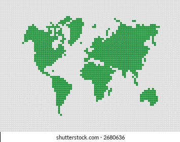 Abstract dotted world map. Made with dots. Grouped for easy color change. svg