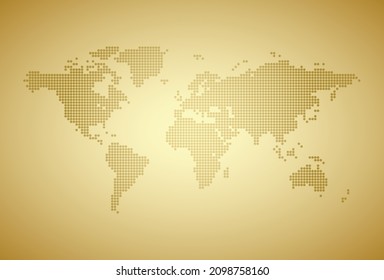 abstract  dotted world map on light yellow vector background with gradient. Graphic illustration as template infographics and silhouette for travel theme