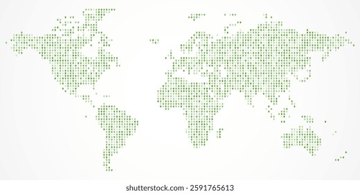 An abstract dotted world map showing continents and country divisional location in a modern visual format. This dotted map is ideal for digital design, global presentations, and infographic themes.