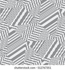 Abstract dotted zigzag geometric motif. Seamless pattern.