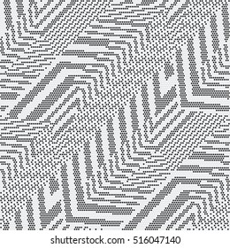 Abstract dotted zigzag geometric motif. Seamless pattern.