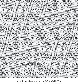 Abstract dotted zigzag strokes textured background. Seamless pattern.