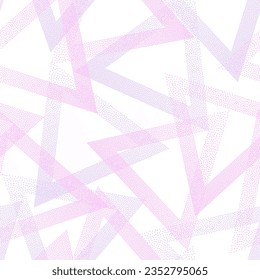Abstract dotwork triangles vector seamless pattern. Geometric endless background with dots texture. Gradient triangles of chevron dots seamless ornament. Pointillism style.