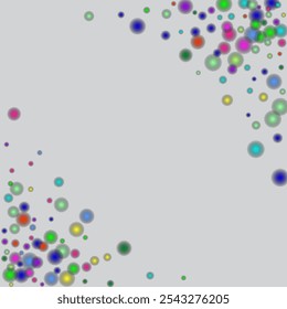 Abstract double border composition with colorful random flying spheres.  Liquid colors. Banner or sign design