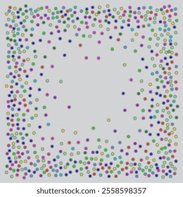 Abstract double border composition with colorful random flying spheres.  Vector background