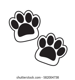 abstract double cat paws vector flat design - can use to display or montage on product