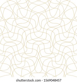Abstract double diagonal lines of pattern vector. Design spline curve gold on white. Design print for illustration water, texture sea, textile, wallpaper, banner, background. Set 2