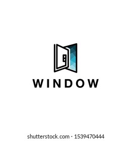 Abstract double door vector logo windows