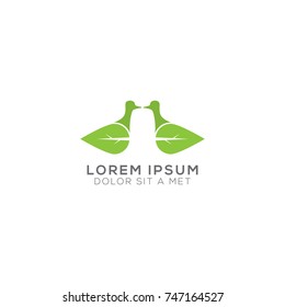 Abstract Double Duck and Leaf Logo Design Combination