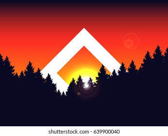 Abstract double exposure mountain landscape background, vector illustration