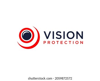 Abstract Double Eye Logo. Red Blue Gradient Linear Style isolated on White Background. Usable for Business and Technology Logos. Flat Vector Logo Design Template Element.