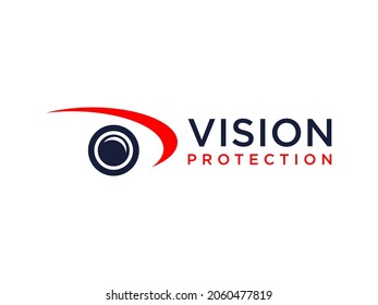 Logo De Doble Ojo Resumen. Estilo lineal degradado azul rojo aislado en fondo blanco. Usable para Logos de Negocios y Tecnología. Elemento de plantilla de diseño de logotipo de vectores planos.