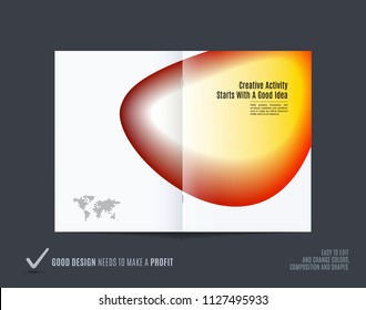 Abstract double-page brochure design fluid style with colourful liquid for branding. Business vector presentation broadside.