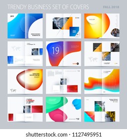 Abstract double-page brochure design fluid style with colourful liquid for branding. Business vector presentation broadside.