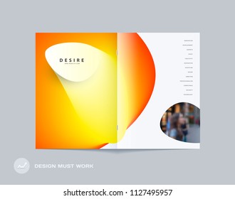 Abstract double-page brochure design fluid style with colourful liquid for branding. Business vector presentation broadside.
