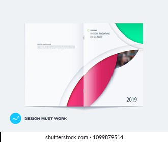 Abstract double-page brochure design round style with colourful circles for branding. Business vector presentation broadside.