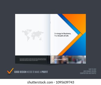 Abstract double-page brochure material design style with colourful layers for branding. Business vector presentation broadside.