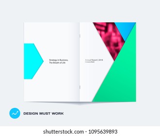 Abstract double-page brochure material design style with colourful layers for branding. Business vector presentation broadside.