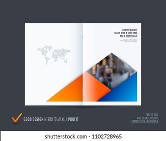 Abstract double-page brochure material design style with colourful layers for branding. Business vector presentation broadside.