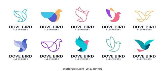 abstract dove logo, colorful design vector illustration