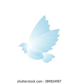 Abstract Dove. Stylized dove isolated icon. Symbol of peace. Health care useful label for logo and design. Object isolated. Vector illustration.