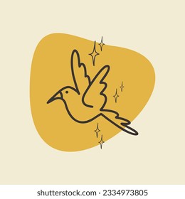 Abstract dove. Unique boh style illustration. Perfect for poster or postcard template, trendy t-shirt design.