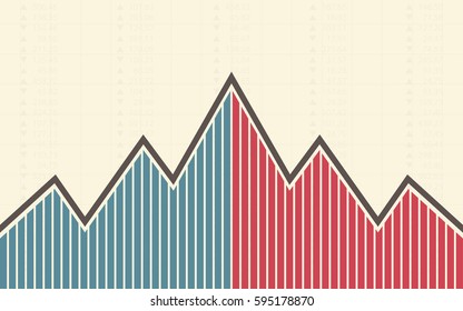 Abstract Up and Down business chart on yellow color background (vector)