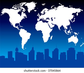 Fundo do centro abstrato com mapa do mundo