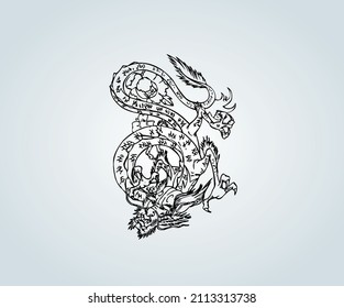 Abstract dragon for Chinese culture tattoo