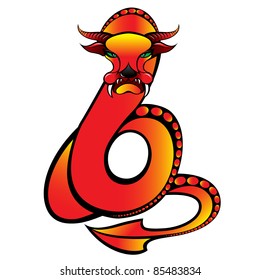 Abstract dragon. Illustration number two on white background