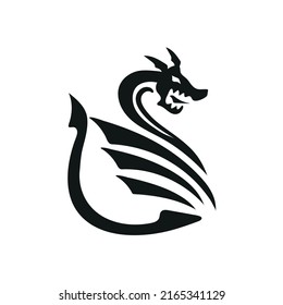 Abstract Dragon Logo Upward Curved Line Stock Vector (Royalty Free ...