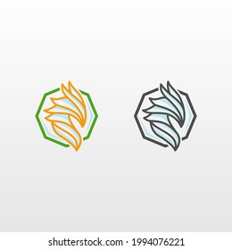 Abstract Dragon Octagonal Logo Design