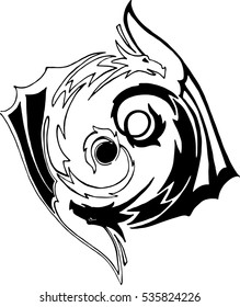 abstract dragon with yin yang symbol
