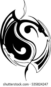 abstract dragon with yin yang symbol
