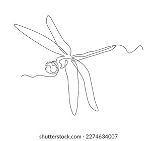 plano de línea continua de la libélula de drenaje abstracta